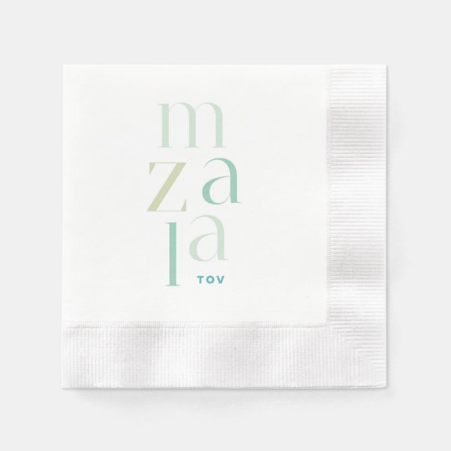 Mazel Tov Green Hebrew Congratulations Napkin (Front)