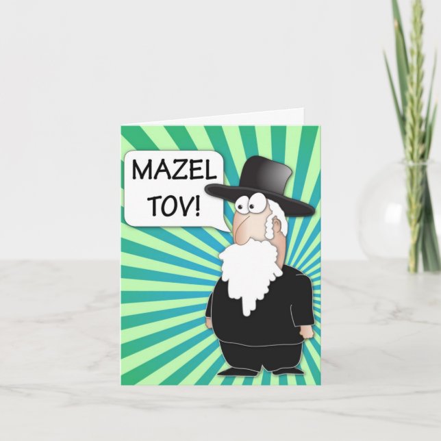 Mazel Tov Greeting Card - Jewish Rabbi cartoon (Front)