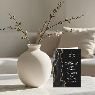 Mazel Tov on Your Bar Mitzvah Black Gold Card