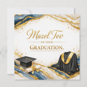 Mazel Tov on Your Graduation Card   Blue Gold