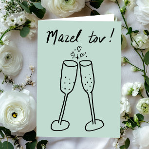 Mazel Tov Wedding Champagne Cheers Sketch Doodle Card