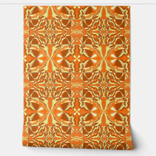 Mazipoodles 3D Damask - Burnt Orange Brown Wallpaper