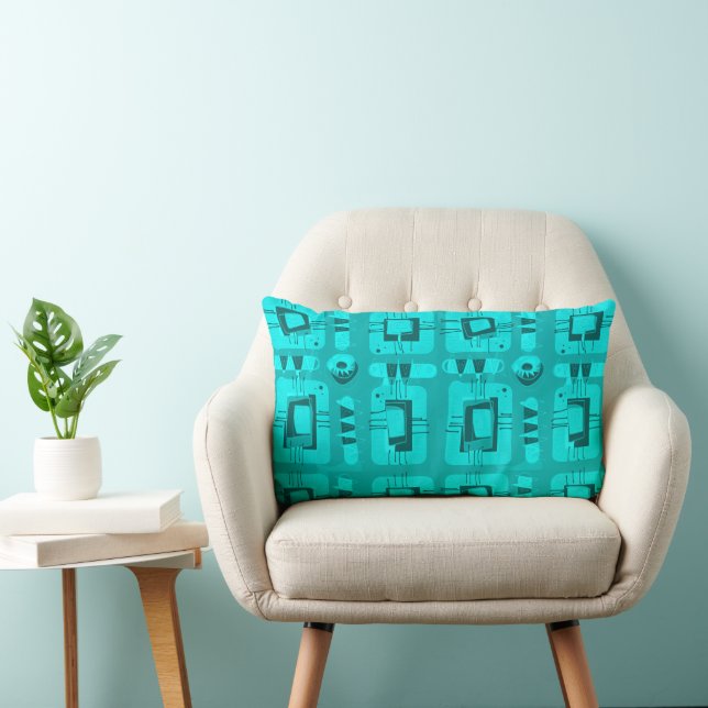 Mazipoodles Abstract Ethnic Matrix - Teal Lumbar Cushion (Chair)
