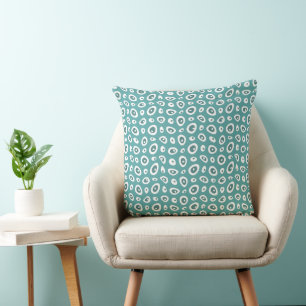 Mazipoodles Abstract Teardrops - Dusty Teal White  Cushion