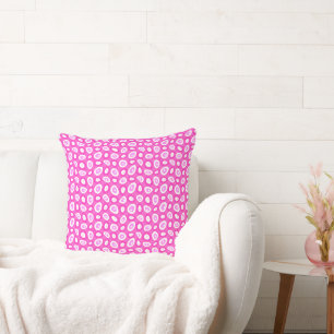Mazipoodles Abstract Teardrops Fuchsia Pink White Cushion