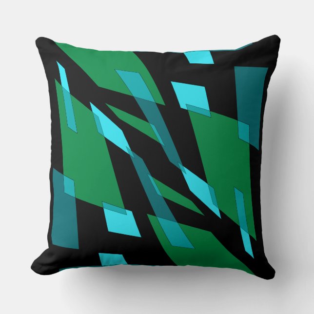 Mazipoodles Abstraction Perspective Black Green Cushion (Front)