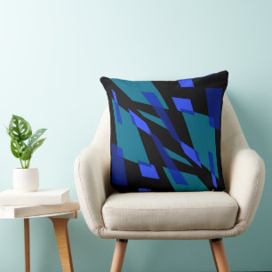 Mazipoodles Abstraction Perspective Black Teal Cushion