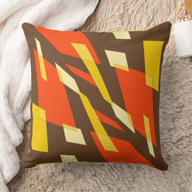 Mazipoodles Abstraction Perspective Brown Orange Cushion (Blanket)