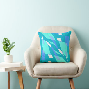 Mazipoodles Abstraction Perspective Teal Lilac  Cushion