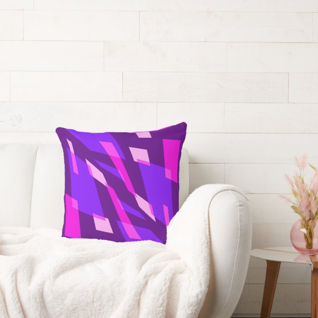 Mazipoodles Abstraction Perspective Violet Pink Cushion (Couch)