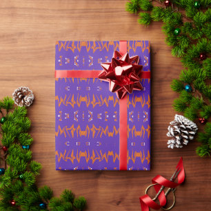 Mazipoodles Afrofuturist Dancing Pattern Purple Wrapping Paper