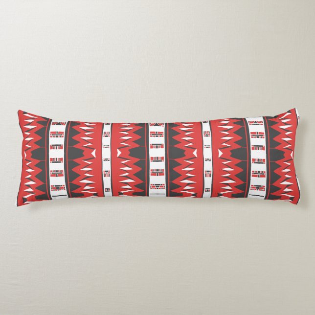 Mazipoodles Afrofuturist Pattern - Scarlet Grey Body Cushion (Front)