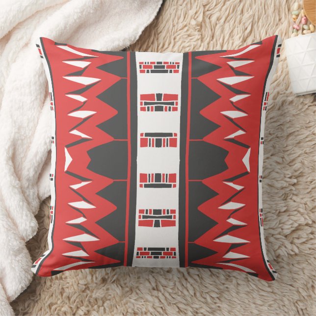 Mazipoodles Afrofuturist Pattern - Scarlet Grey Cushion (Blanket)