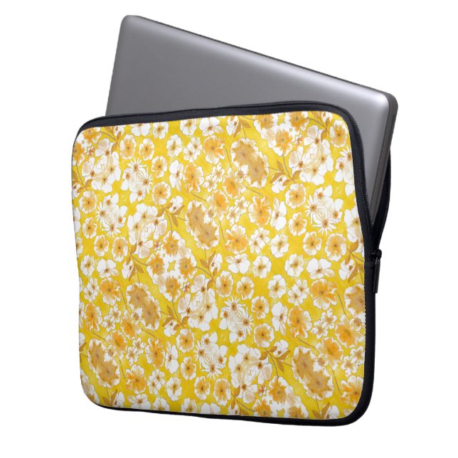 Mazipoodles Botanical Garden - Butterscotch Yellow Laptop Sleeve (Front Left)