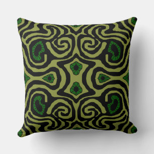 Mazipoodles Crazy Maze - Olive Black Green Cushion