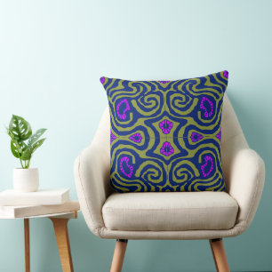 Mazipoodles Crazy Maze - Olive Navy Purple Cushion