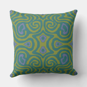Mazipoodles Crazy Maze - Olive Teal Periwinkle Cushion
