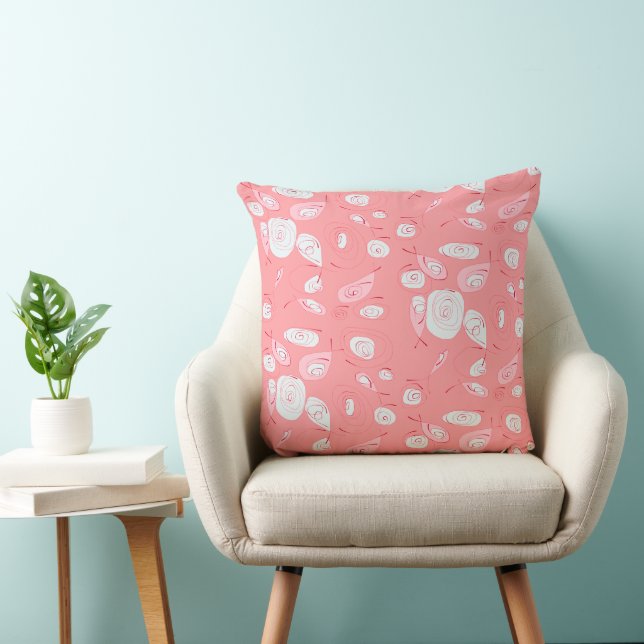 Mazipoodles Fish Roses Blush Pink White Cushion (Chair)