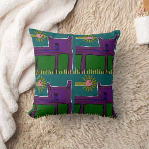 Mazipoodles Floral Bubbles Argyle Plum Red White Cushion