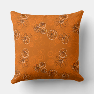 Mazipoodles Floral Bubbles - Dusty Orange Brown Cushion