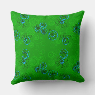 Mazipoodles Floral Bubbles - Green Blue Cushion