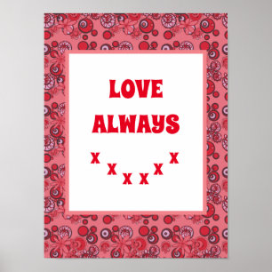Mazipoodles Floral Bubbles Love Kiss Red 2 Poster