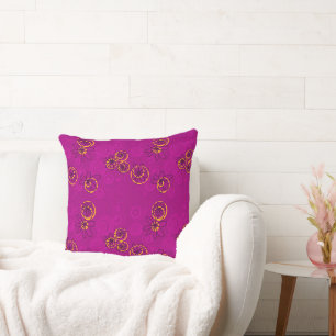 Mazipoodles Floral Bubbles - Magenta Orange Cushion