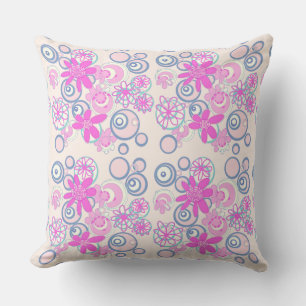 Mazipoodles Floral Bubbles - Pink Teal Dusty Blue Cushion