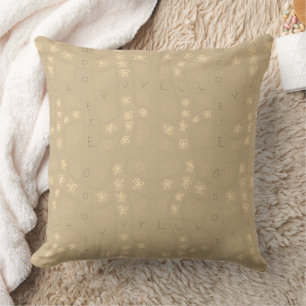 Mazipoodles Floral Love Hearts Check - Beige Cushion
