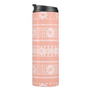 MAZIPOODLES Floral Striped Ribbed Knitting 202 Thermal Tumbler