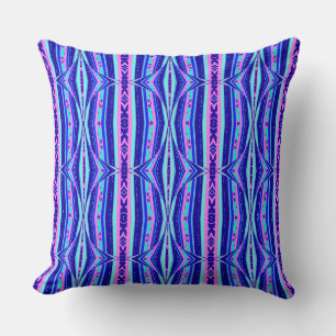 MAZIPOODLES Four-pointed Star Stripes Blue Pink Cushion