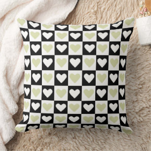 Mazipoodles Hearts Abstraction Olive Green Mini Cushion