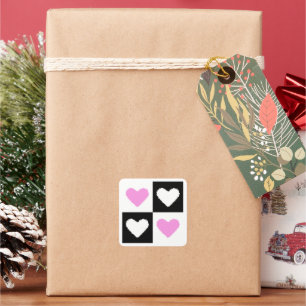 Mazipoodles Hearts Abstraction Pink Square Sticker