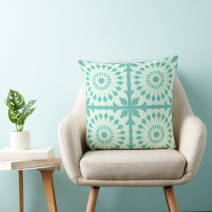 Mazipoodles Kaleidoscope Wheel A Dusty Teal Mint Cushion