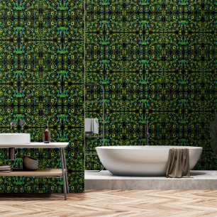 Mazipoodles Love Flowers - Black Green Blue Wallpaper