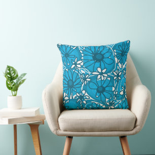 Mazipoodles Love Flowers - Blue White Cushion