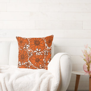Mazipoodles Love Flowers - Burnt Orange Brown Cushion