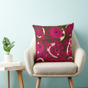 Mazipoodles Love Flowers - Green Teal Purple White Cushion