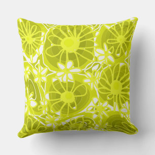 Mazipoodles Love Flowers - Lime White Cushion