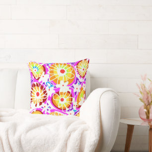 Mazipoodles Love Flowers - Rainbow White Cushion