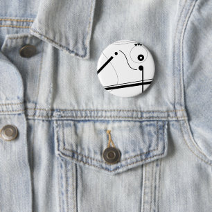 Mazipoodles Musical Composition White Black 6 Cm Round Badge