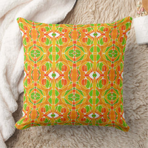 Mazipoodles Neuro Art - Carnival Orange Green Cushion