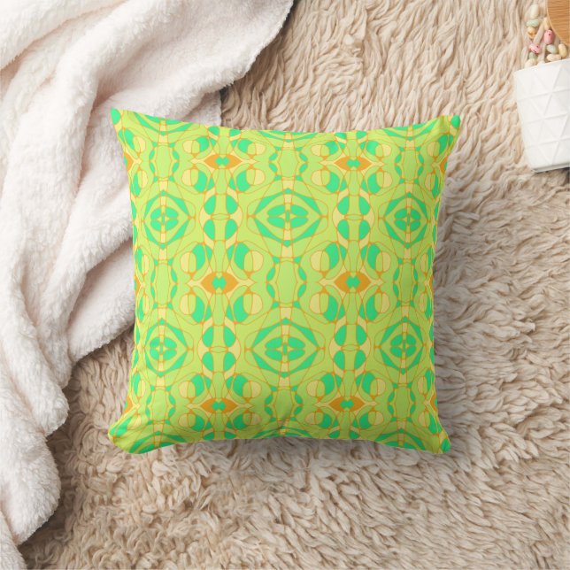 Mazipoodles Neuro Art Green Yellow Orange Cushion (Blanket)