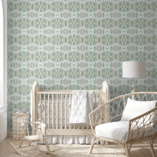 Mazipoodles Neuro Art - Pastel Grey Teal Green Wallpaper