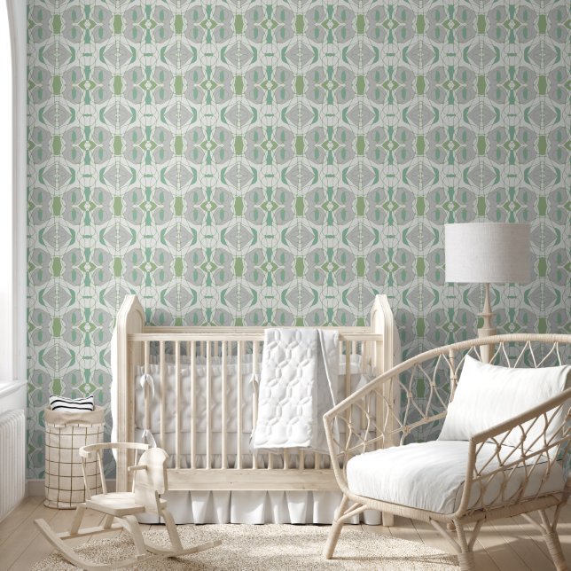 Mazipoodles Neuro Art - Pastel Grey Teal Green Wallpaper (Kids)