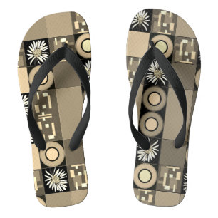 Mazipoodles Patchwork Quilt 2 Sepia Flip Flops