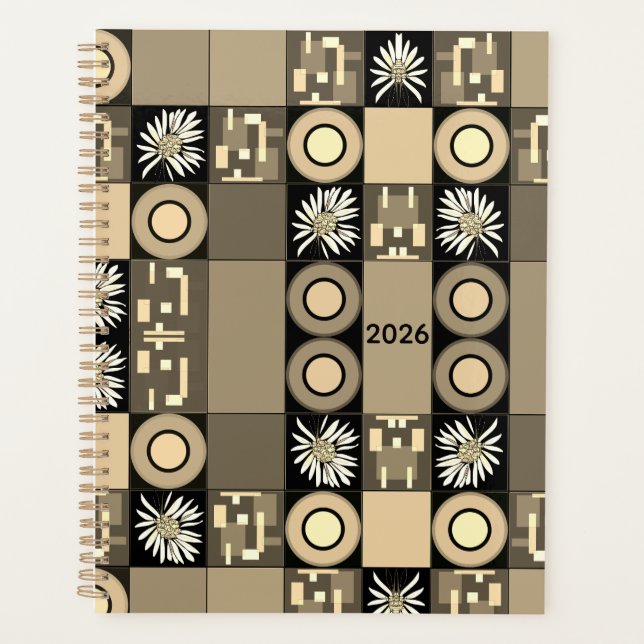 Mazipoodles Patchwork Quilt 2 Sepia Planner (Front)