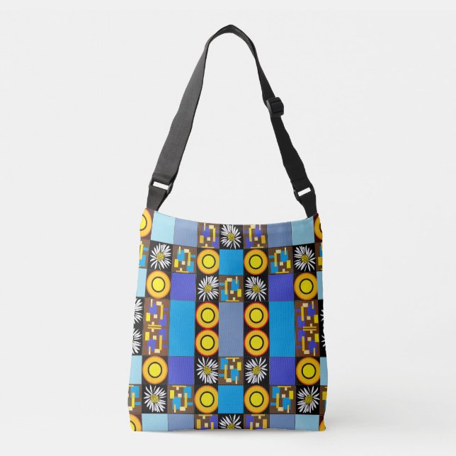 Mazipoodles Patchwork Quilt 3 Blue Crossbody Bag (Front)