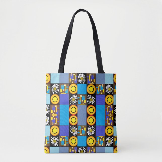 Mazipoodles Patchwork Quilt 3 Blue Tote Bag (Front)