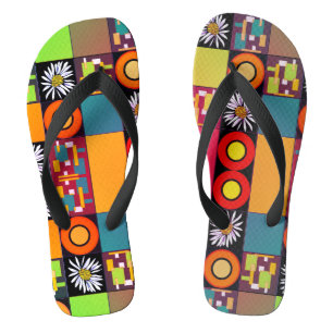 Mazipoodles Patchwork Quilt 4 Multi Flip Flops